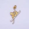 14K Gold Filled Snow Ski Boots Mixed Metal Charm | AG627