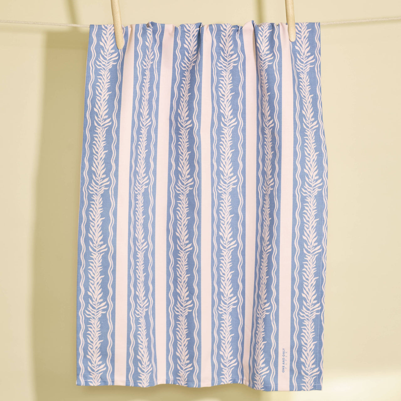 Blue Vine Stripe Tea Towel