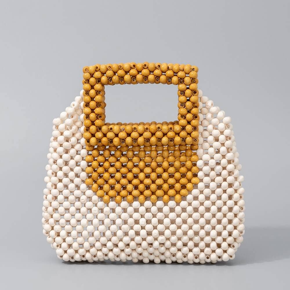 Color Block Handmade Tote Bag - Ivory