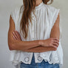 Woven Cotton Eyelet Buttondown Sleeveless Top