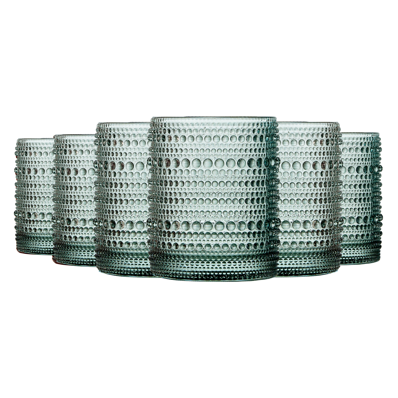 Hobnail Beaded Tumbler Drinking Glasses - Sage Green