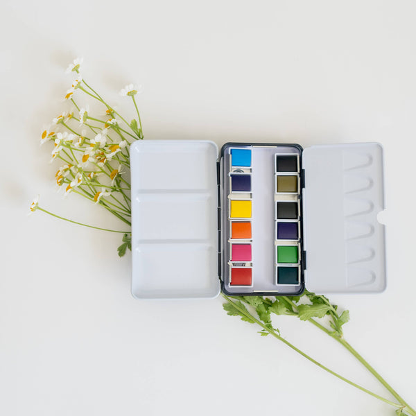 12 Color Mini-Travel Watercolor Paint Palette