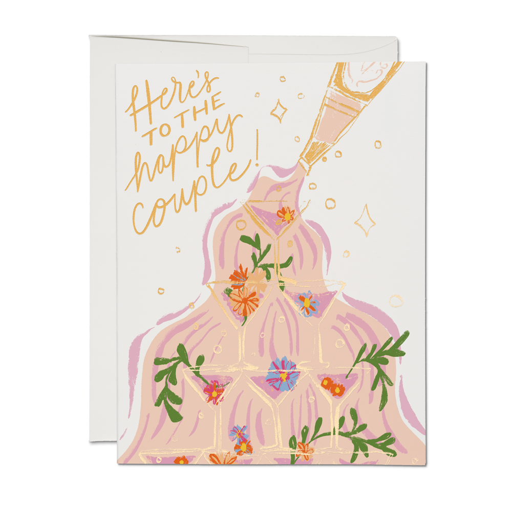 Champagne Fountain Wedding Card