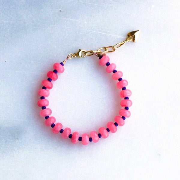Candy Stone Beaded Bracelet - Dark Pink
