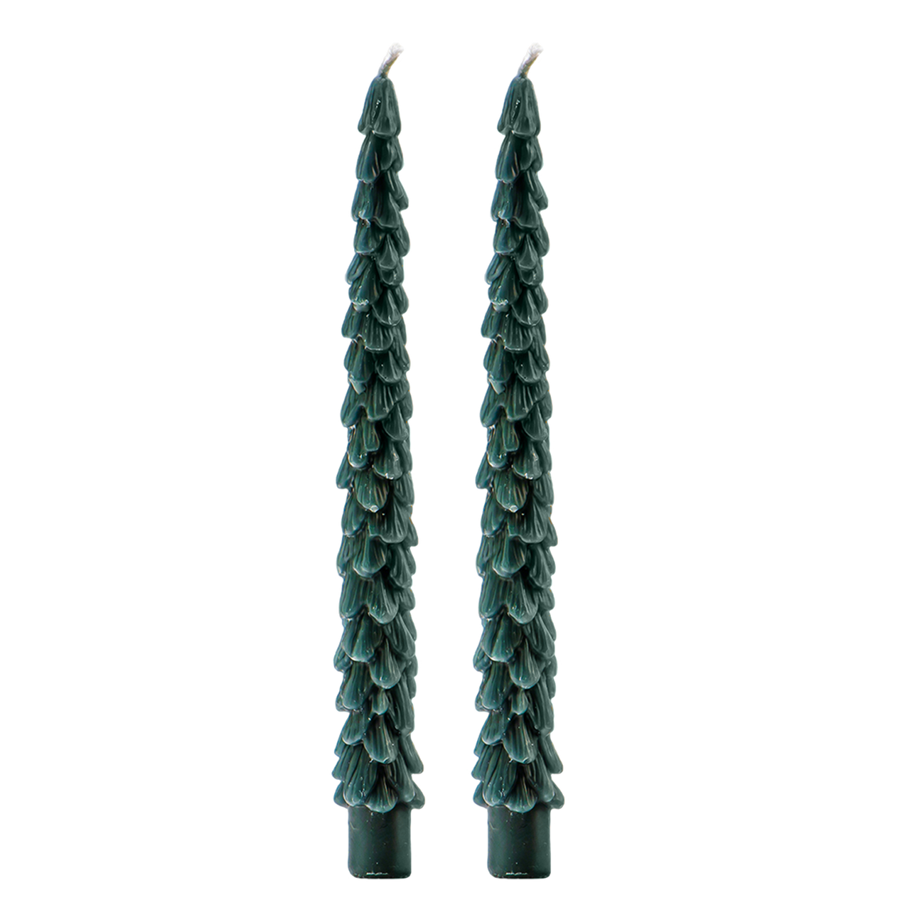 Green Tree Taper Candles - Set of 2