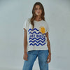 Knit Cotton Modal Spandex Textured Print Top