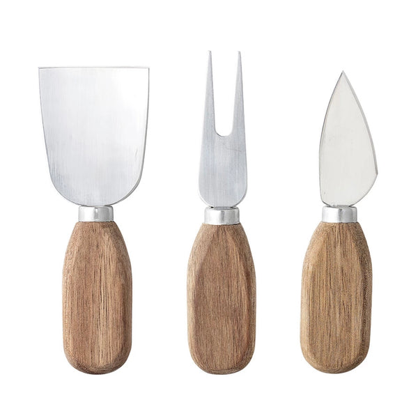 Stainless Steel & Acacia Wood Cheese Utensils, Set of 3