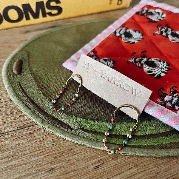 Gold and Confetti Arch Earrings