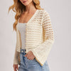 Open-Knit Crochet Cardigan - Ecru