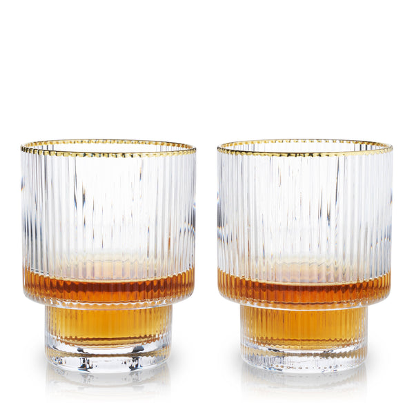 Deco Meridian Gold-Rimmed Crystal Tumbler - Single glass