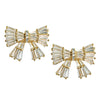 Gold Maxi Sparkler Holiday Statement Stud Bow Earrings