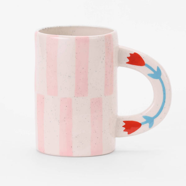 Ceramic Coffee Mug - Pink Stripe