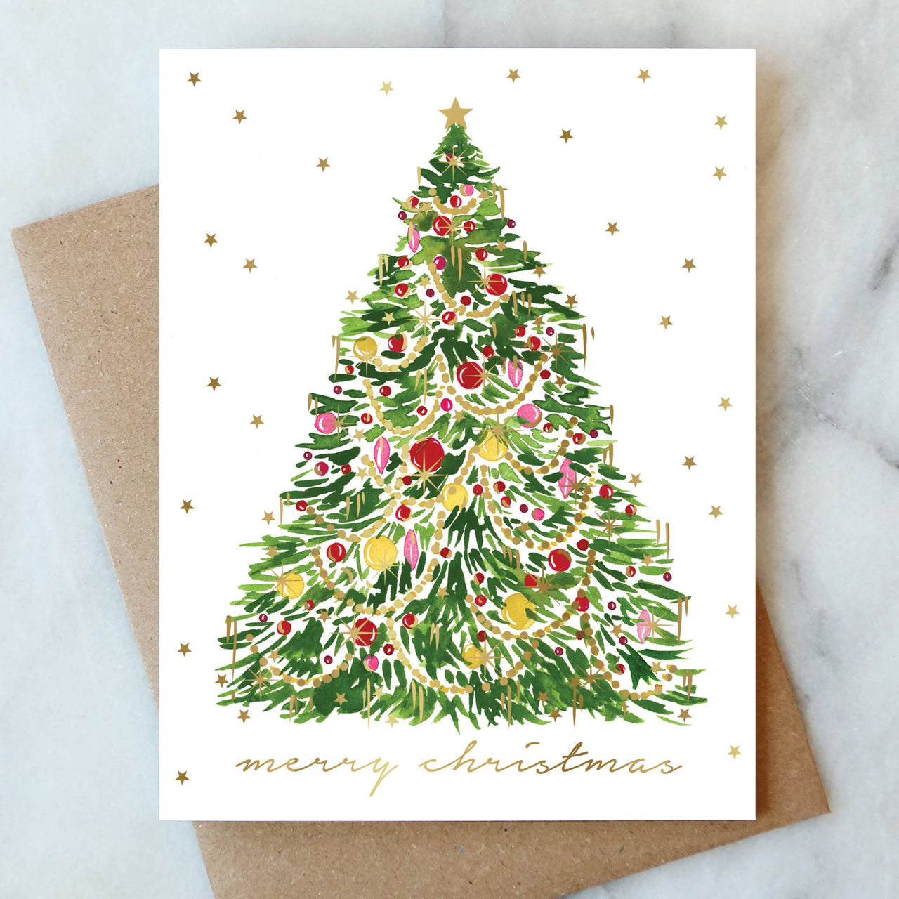Tinsel Christmas Tree Holiday Card