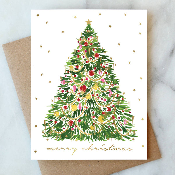 Tinsel Christmas Tree Holiday Card