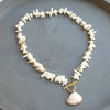 Coastal Shell Charm Necklace – White Coral Chips & Gold Accents - 16 inch