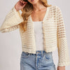 Open-Knit Crochet Cardigan - Ecru