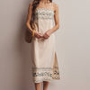 Embroidered Straight-Neck Cotton Midi Dress