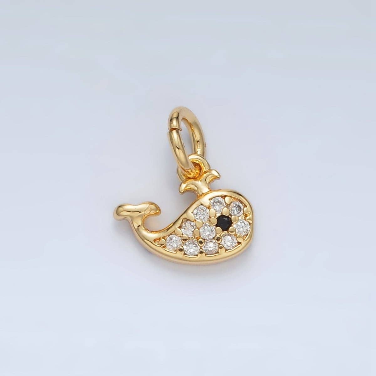 24K Gold Filled Micro Paved CZ Whale Charm | AC-171