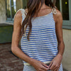 Knit Sweater Cotton Striped Spaghetti Tie Strap Top