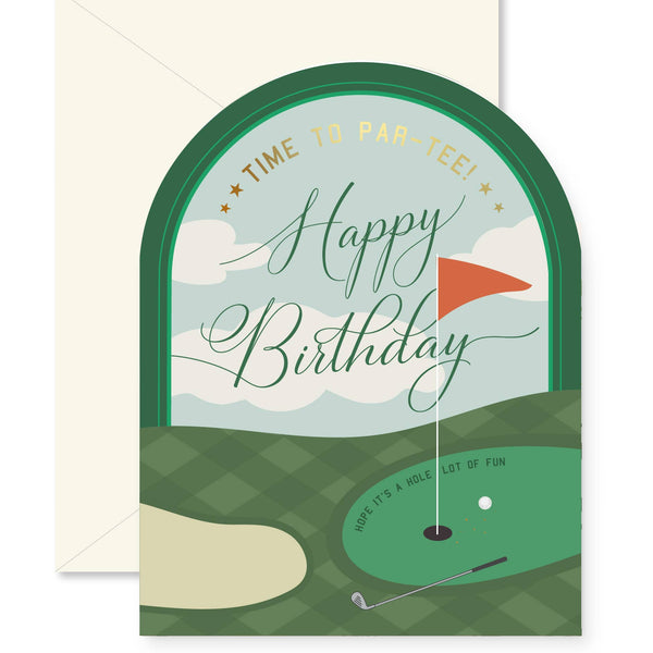 Time to Par-Tee Golf Birthday Arch Greeting Card