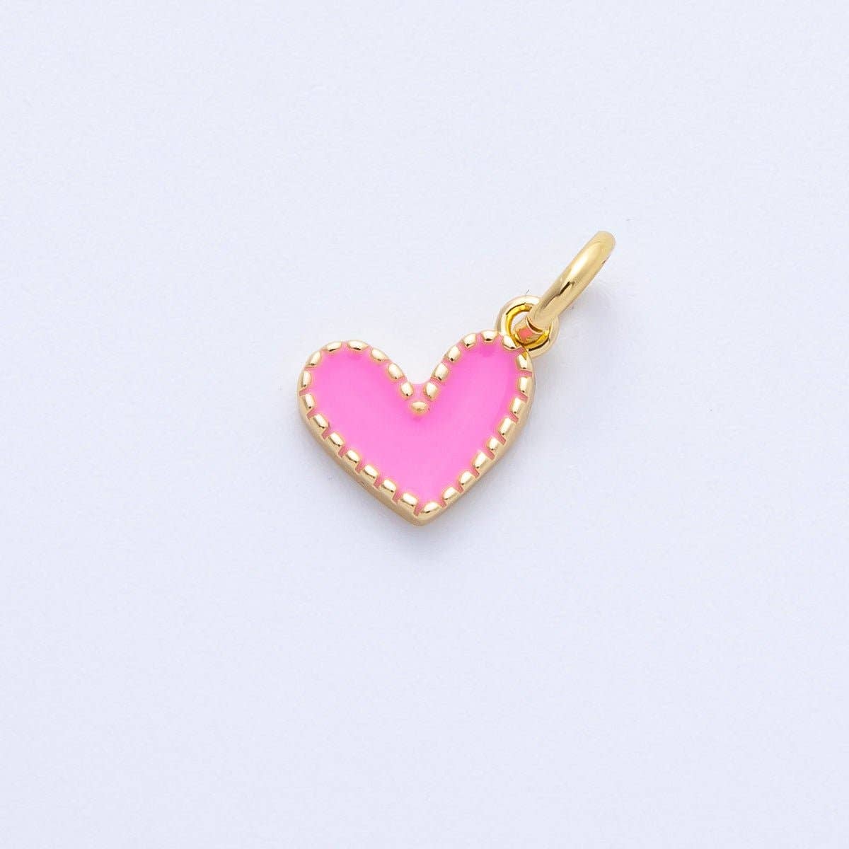 18K Gold Filled 8mm Pink Enamel Heart Mini Charm | Charms-00260