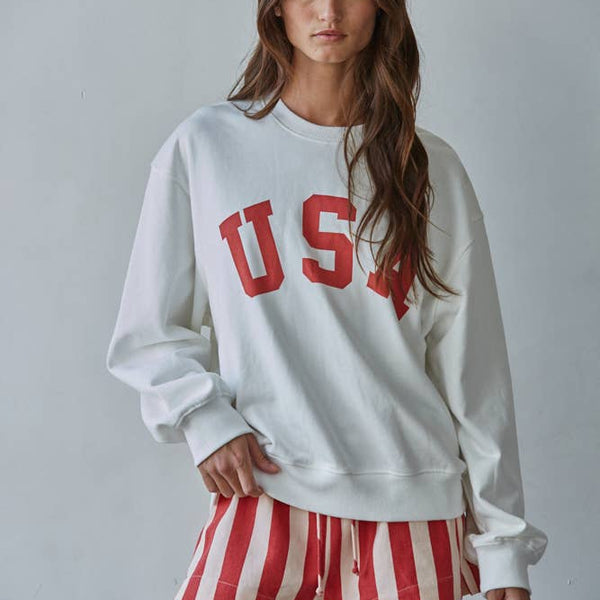 Knit Cotton Polyester French Terry Crew USA Pullover