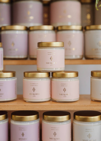 4oz  Clear Crystal Candles - Rose Quartz - Love