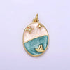 Boat Ocean Celestial Sparkly Enamel Oval Charm