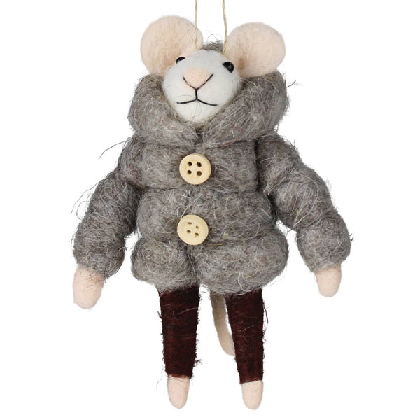 Mouse in Puffer Jacket Felt Ornament