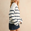 Striped Brushed Sweater - White/Navy