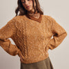 Marled Cable Knit Sweater -  Pumpkin