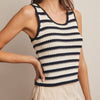 Striped Crochet Knit Tank - Navy