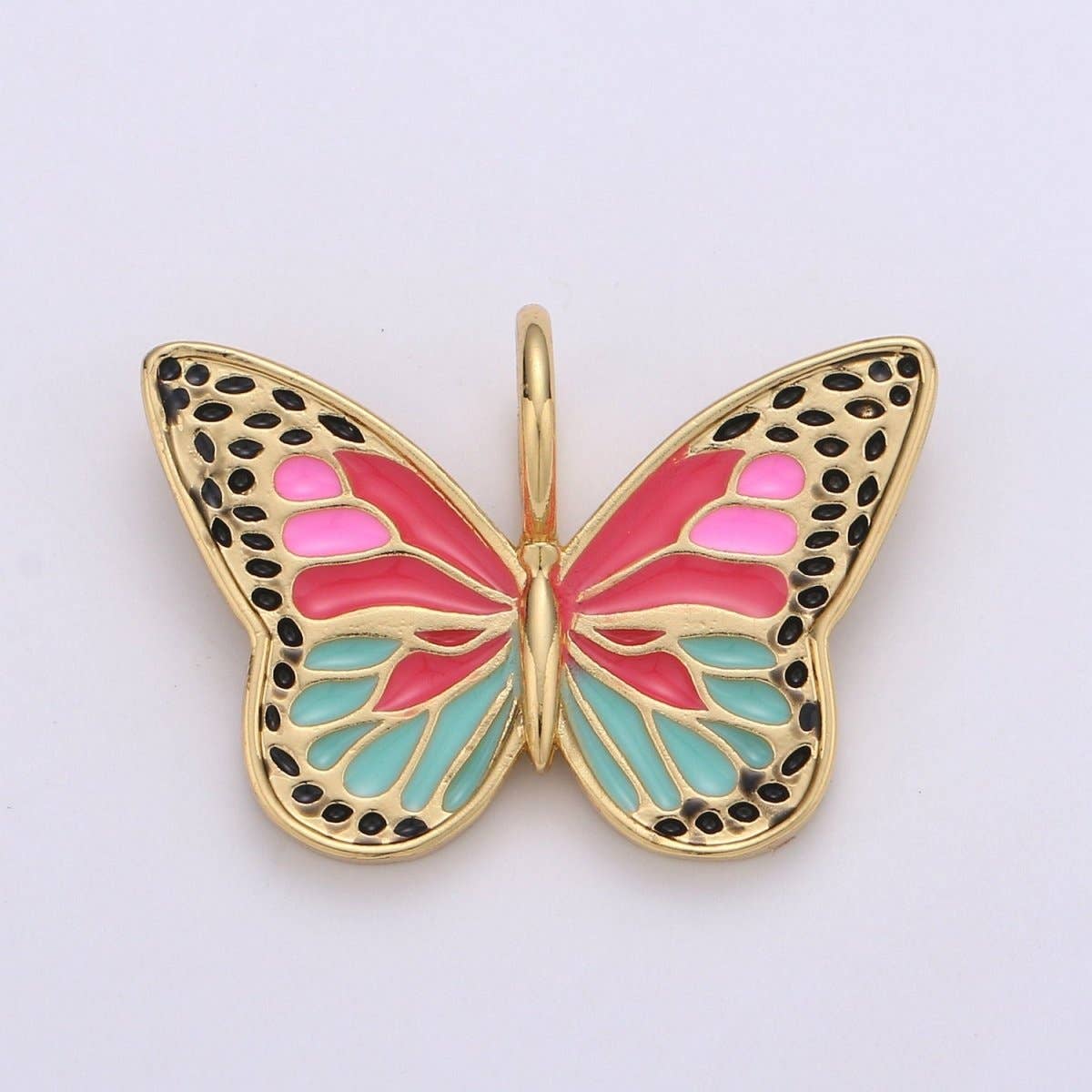 Enamel Monarch Butterfly Gold Filled Butterfly Pendant Dream Animal Lover Necklace Pendant Charm Designer Colorful Jewelry Making, D-630 D-631, D-632: Pink