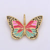 Enamel Monarch Butterfly Gold Filled Butterfly Pendant Dream Animal Lover Necklace Pendant Charm Designer Colorful Jewelry Making, D-630 D-631, D-632: Pink