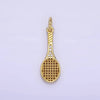 24K Gold Filled Micro Paved CZ Tennis Racket Charm in Gold & Silver | AG888: Gold