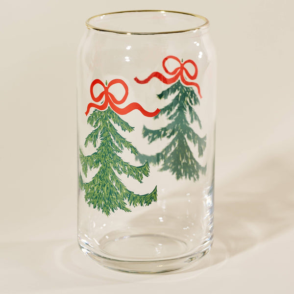 Evergreen Cheer Christmas Tree Can Glass