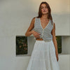 Knit Sweater Cotton Striped Buttondown V-Neck Vest