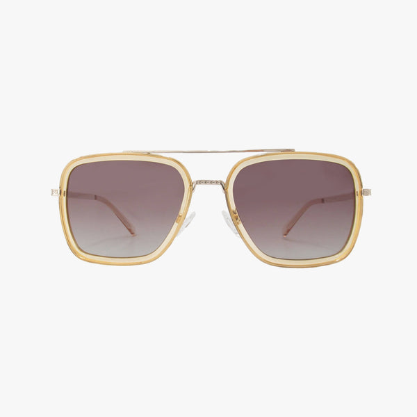 Lex Champagne Polarized Navigator Metal Sunglasses