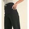 Straight Wide Leg Denim Pants - Faded Black