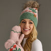 Lt. Pink Cherry Pattern Pom Hat