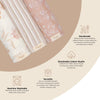 Violet Floral 100% Cotton Muslin Swaddle Blankets - Set of 3
