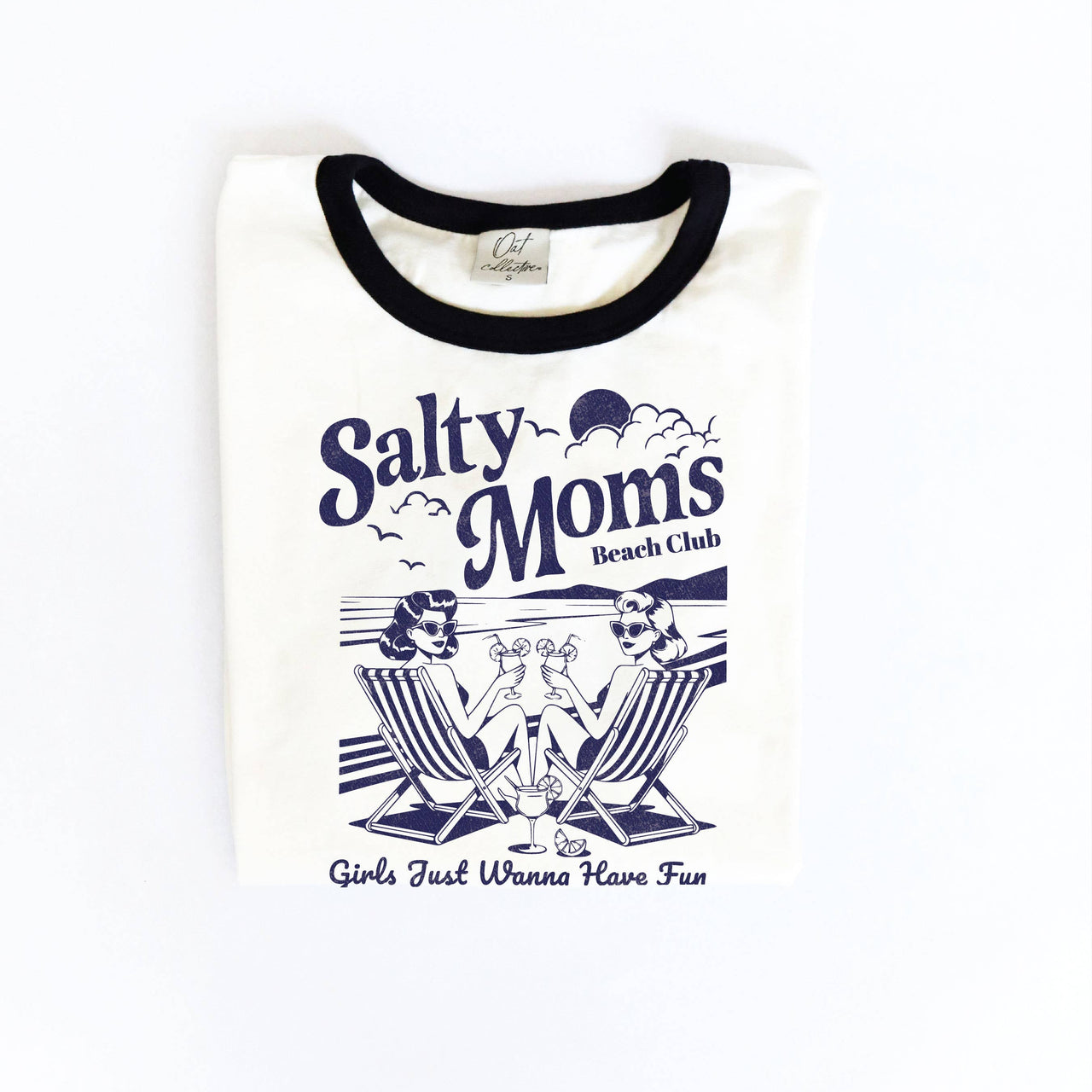 Salty Moms Beach Club Ringer Graphic T-Shirt