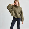 Funnel Neck Balloon Jacket - Olive