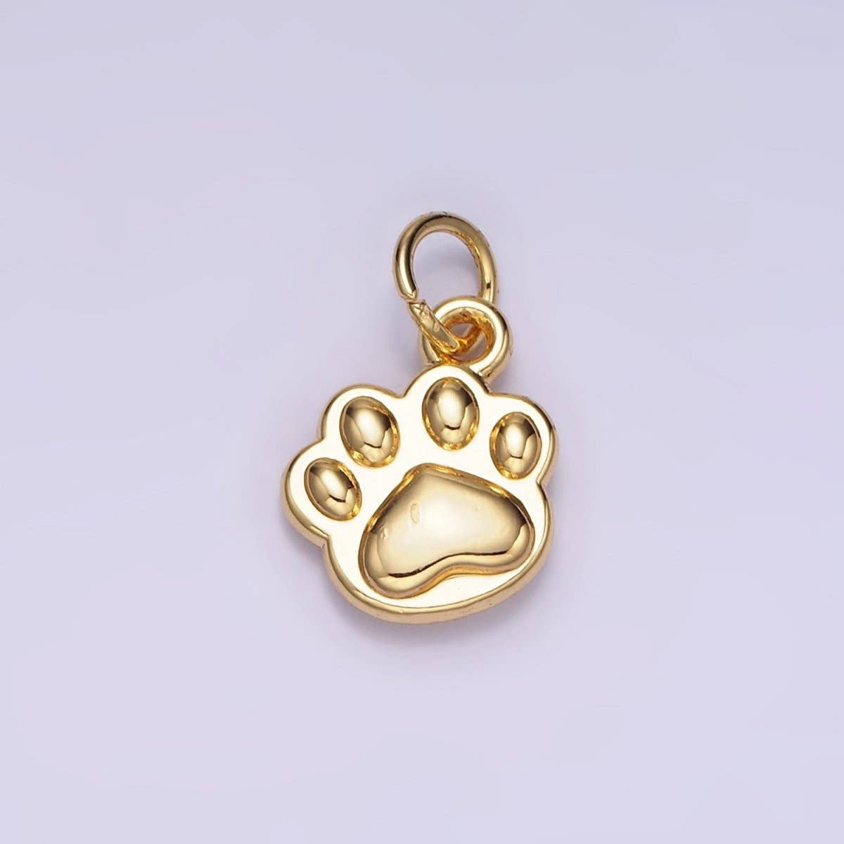 14K Gold Filled Mini Pet Pawprint Animal Minimalist Charm in Gold & Silver | AG652: Gold