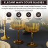 Flower Wave Coupe Cocktail Colored Glass - Amber