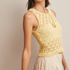 Sleeveless Crochet Knit Tank Top - Lemon