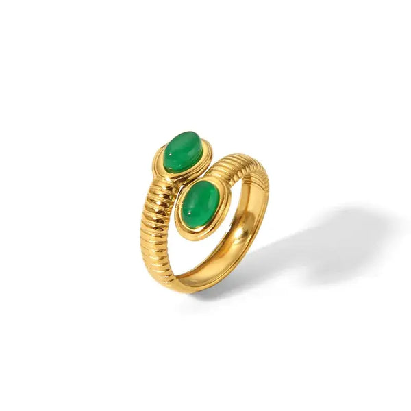 Snake Ring with Emerald Stone Inlay