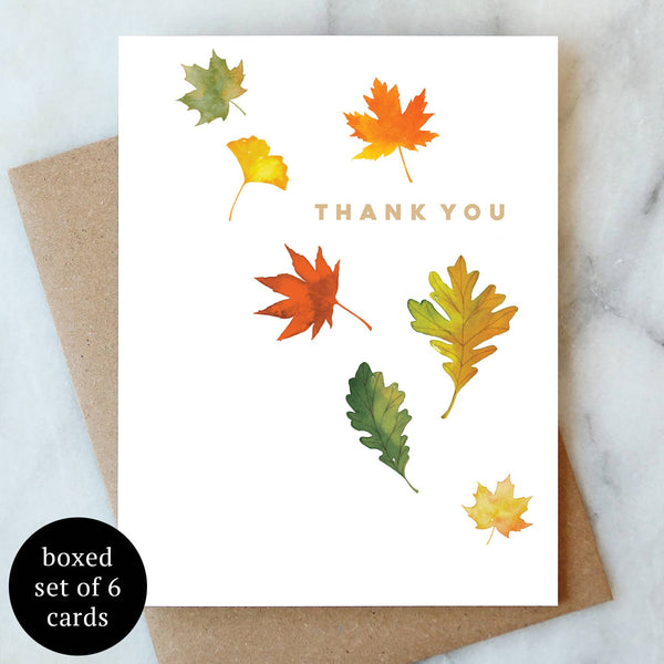 Fall Leaves Thank You Greeting Card - Box Set of 6