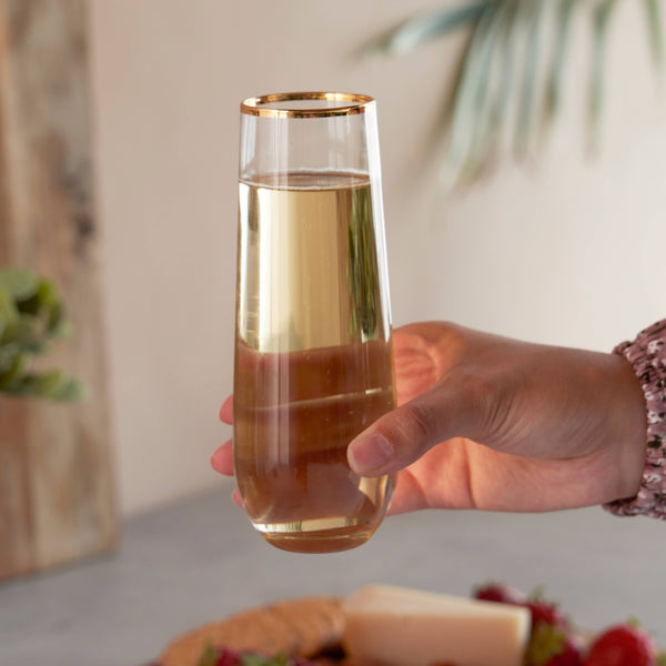 Gilded Gold-Rimmed Stemless Champagne Flute