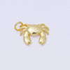 24K Gold Filled Minimalist Crab Crustacean Sea Animal 3D Multidimensional Charm | AF1287